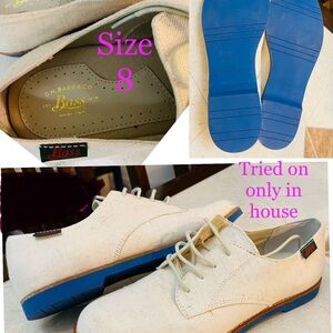 G.H. Bass & Co. Canvas Oxfords - Cream and Blue ~ womens 8